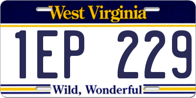 WV license plate 1EP229