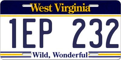 WV license plate 1EP232