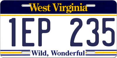 WV license plate 1EP235