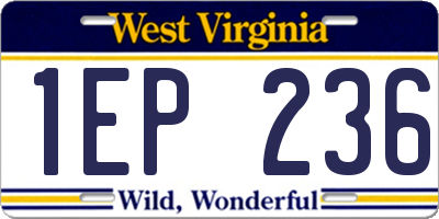 WV license plate 1EP236