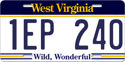 WV license plate 1EP240