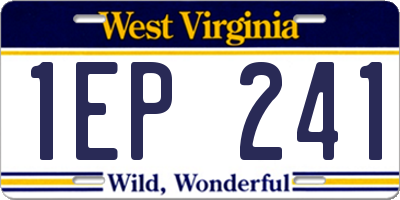 WV license plate 1EP241
