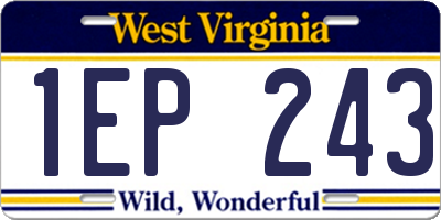 WV license plate 1EP243