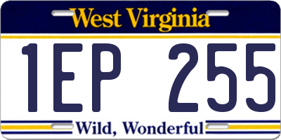 WV license plate 1EP255