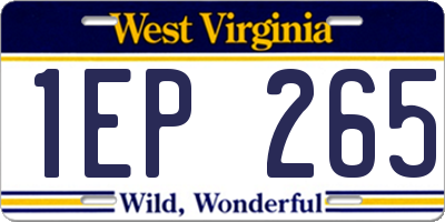WV license plate 1EP265
