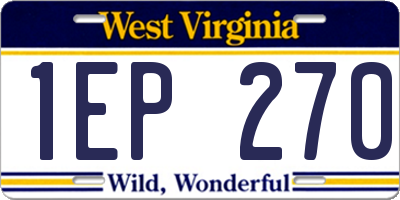 WV license plate 1EP270