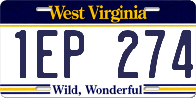 WV license plate 1EP274