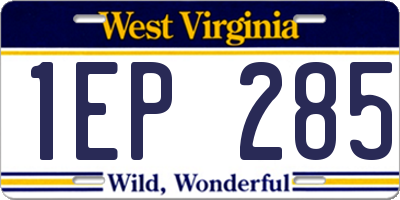 WV license plate 1EP285
