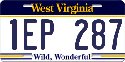 WV license plate 1EP287