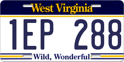 WV license plate 1EP288