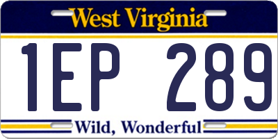 WV license plate 1EP289
