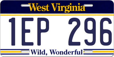WV license plate 1EP296