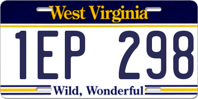 WV license plate 1EP298