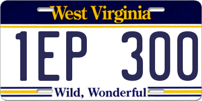 WV license plate 1EP300