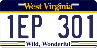 WV license plate 1EP301