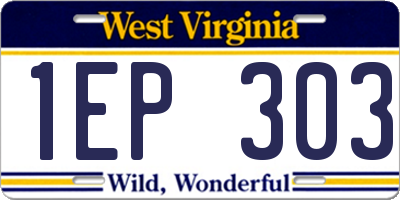 WV license plate 1EP303
