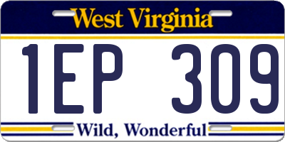 WV license plate 1EP309