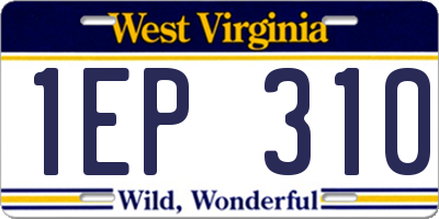 WV license plate 1EP310