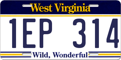 WV license plate 1EP314