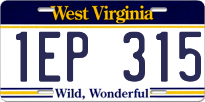 WV license plate 1EP315