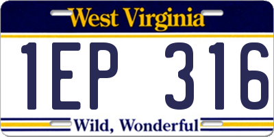 WV license plate 1EP316
