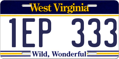 WV license plate 1EP333