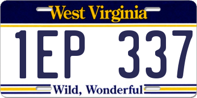 WV license plate 1EP337