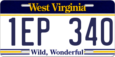 WV license plate 1EP340