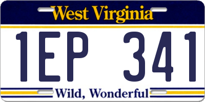 WV license plate 1EP341