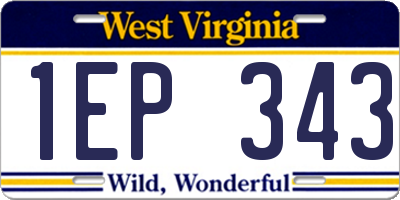 WV license plate 1EP343