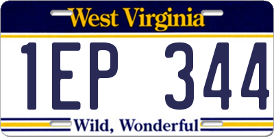 WV license plate 1EP344