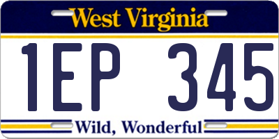 WV license plate 1EP345