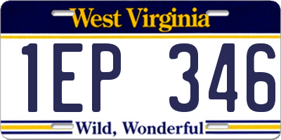 WV license plate 1EP346