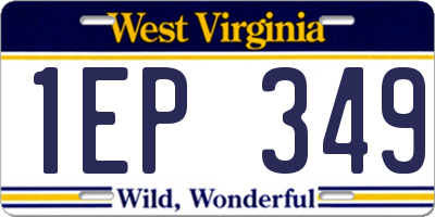 WV license plate 1EP349