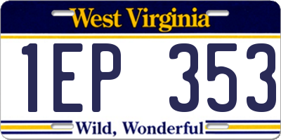 WV license plate 1EP353