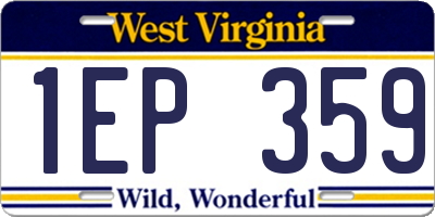 WV license plate 1EP359