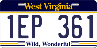 WV license plate 1EP361