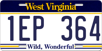 WV license plate 1EP364