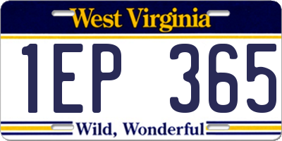 WV license plate 1EP365