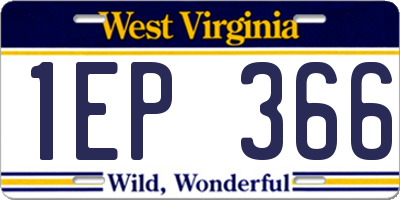 WV license plate 1EP366