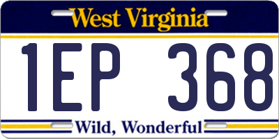 WV license plate 1EP368