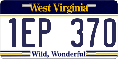 WV license plate 1EP370