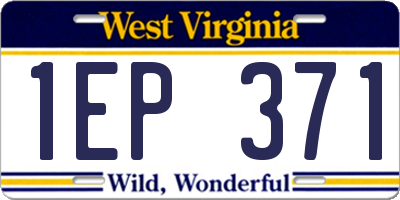 WV license plate 1EP371