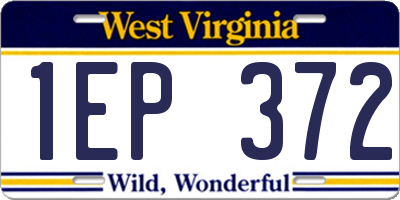 WV license plate 1EP372