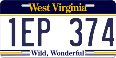 WV license plate 1EP374