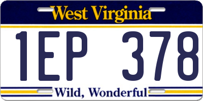 WV license plate 1EP378