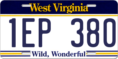WV license plate 1EP380