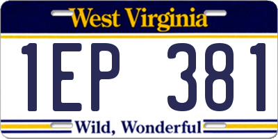 WV license plate 1EP381