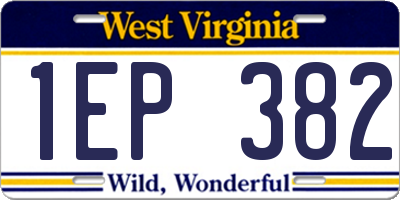 WV license plate 1EP382
