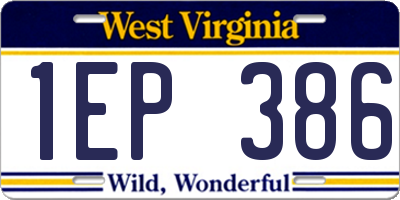 WV license plate 1EP386